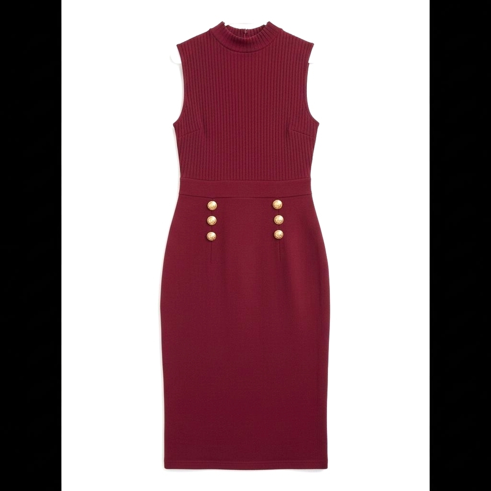 Elegant Burgundy Sleeveless Dress